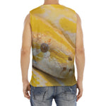 Yellow And White Python Snake Print Men's Fitness Tank Top