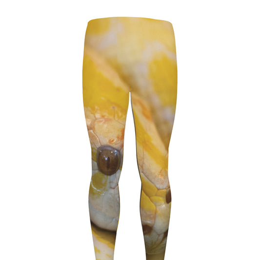 Yellow And White Python Snake Print Men's leggings