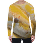 Yellow And White Python Snake Print Men's Long Sleeve T-Shirt