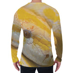 Yellow And White Python Snake Print Men's Long Sleeve T-Shirt