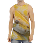 Yellow And White Python Snake Print Men's Muscle Tank Top