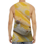 Yellow And White Python Snake Print Men's Muscle Tank Top
