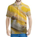 Yellow And White Python Snake Print Men's Polo Shirt