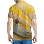 Yellow And White Python Snake Print Men's Polo Shirt