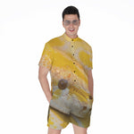 Yellow And White Python Snake Print Men's Rompers