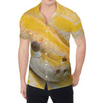 Yellow And White Python Snake Print Men's Shirt