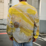 Yellow And White Python Snake Print Men's Shirt Jacket