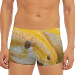 Yellow And White Python Snake Print Men's Short Boxer Briefs