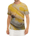 Yellow And White Python Snake Print Men's Short Sleeve Rash Guard