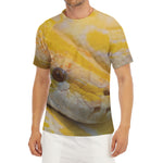 Yellow And White Python Snake Print Men's Short Sleeve Rash Guard