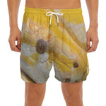 Yellow And White Python Snake Print Men's Split Running Shorts