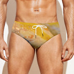 Yellow And White Python Snake Print Men's Swim Briefs