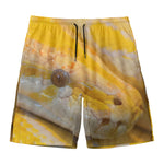 Yellow And White Python Snake Print Men's Swim Trunks