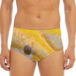 Yellow And White Python Snake Print Men's Triangle Swim Briefs