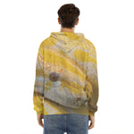 Yellow And White Python Snake Print Men's Velvet Pullover Hoodie