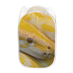 Yellow And White Python Snake Print Mesh Laundry Hamper