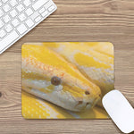Yellow And White Python Snake Print Mouse Pad
