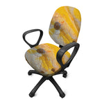 Yellow And White Python Snake Print Office Chair Cover