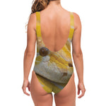 Yellow And White Python Snake Print One Piece Swimsuit