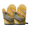 Yellow And White Python Snake Print Oven Mitts