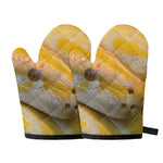 Yellow And White Python Snake Print Oven Mitts