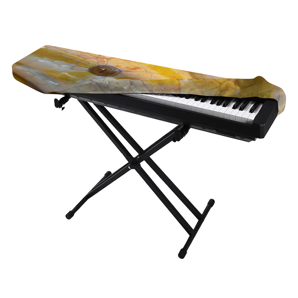 Yellow And White Python Snake Print Piano Keyboard Cover