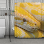 Yellow And White Python Snake Print Polyester Shower Curtain