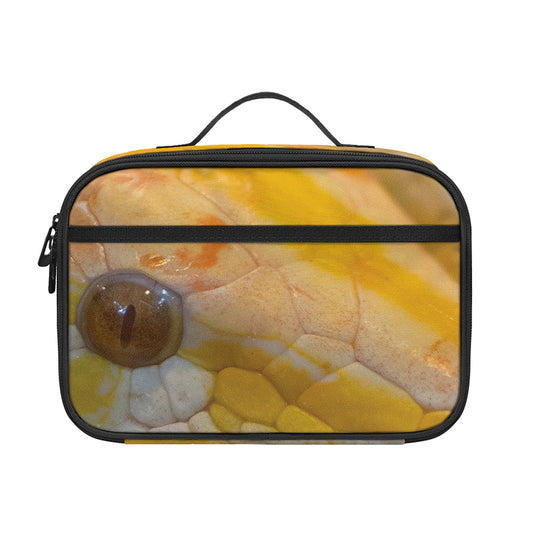 Yellow And White Python Snake Print Portable Lunch Bag
