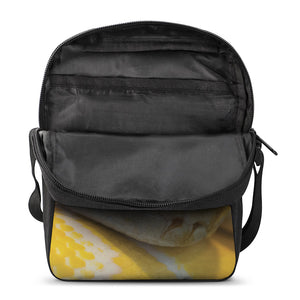 Yellow And White Python Snake Print Rectangular Crossbody Bag