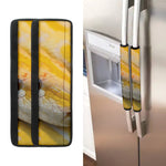 Yellow And White Python Snake Print Refrigerator Handle Covers