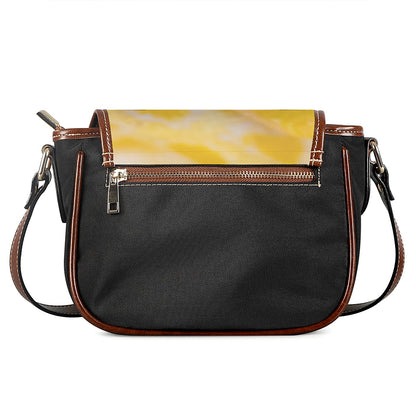 Yellow And White Python Snake Print Saddle Bag
