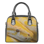 Yellow And White Python Snake Print Shoulder Handbag