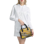 Yellow And White Python Snake Print Shoulder Handbag