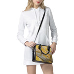 Yellow And White Python Snake Print Shoulder Handbag