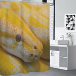 Yellow And White Python Snake Print Shower Curtain