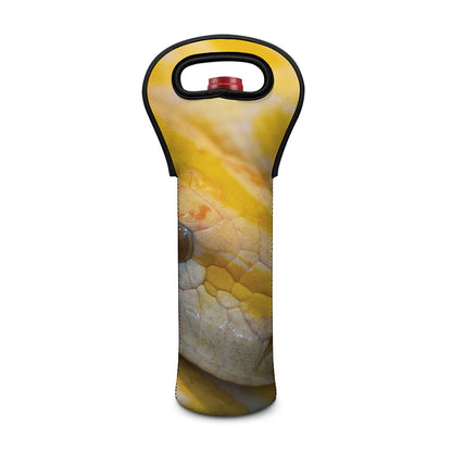 Yellow And White Python Snake Print Single Neoprene Wine Tote
