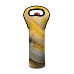 Yellow And White Python Snake Print Single Neoprene Wine Tote