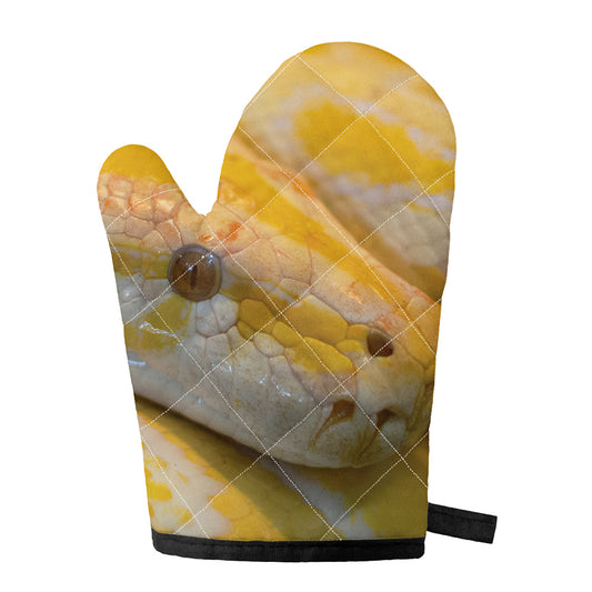 Yellow And White Python Snake Print Single Oven Mitt