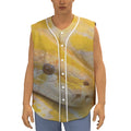 Yellow And White Python Snake Print Sleeveless Baseball Jersey