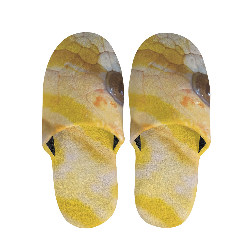 Yellow And White Python Snake Print Slippers