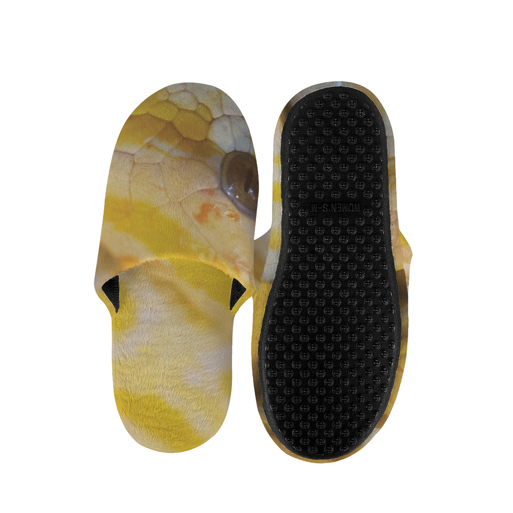 Yellow And White Python Snake Print Slippers