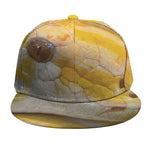 Yellow And White Python Snake Print Snapback Cap