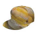 Yellow And White Python Snake Print Snapback Cap