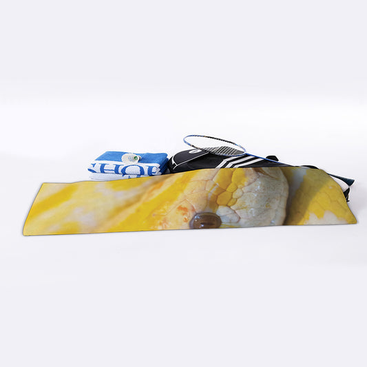 Yellow And White Python Snake Print Sports Towel