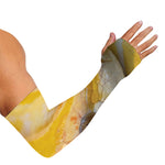 Yellow And White Python Snake Print Sun Protection Arm Sleeves
