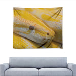 Yellow And White Python Snake Print Tapestry