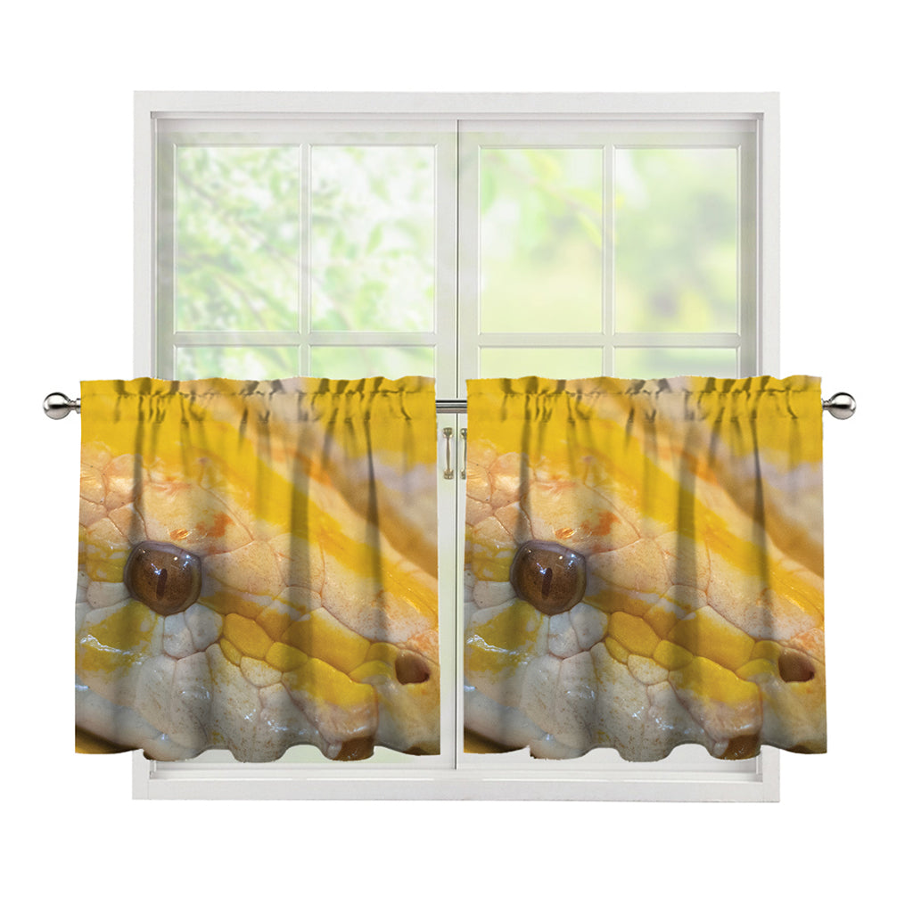 Yellow And White Python Snake Print Tier Curtains