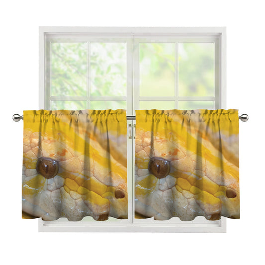 Yellow And White Python Snake Print Tier Curtains