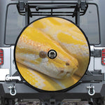Yellow And White Python Snake Print Tire Cover With Camera Hole