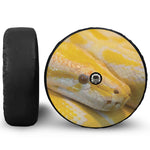 Yellow And White Python Snake Print Tire Cover With Camera Hole